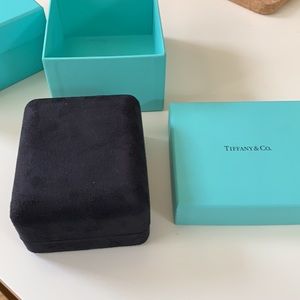 Tiffany & Co. navy blue suede jewelry box